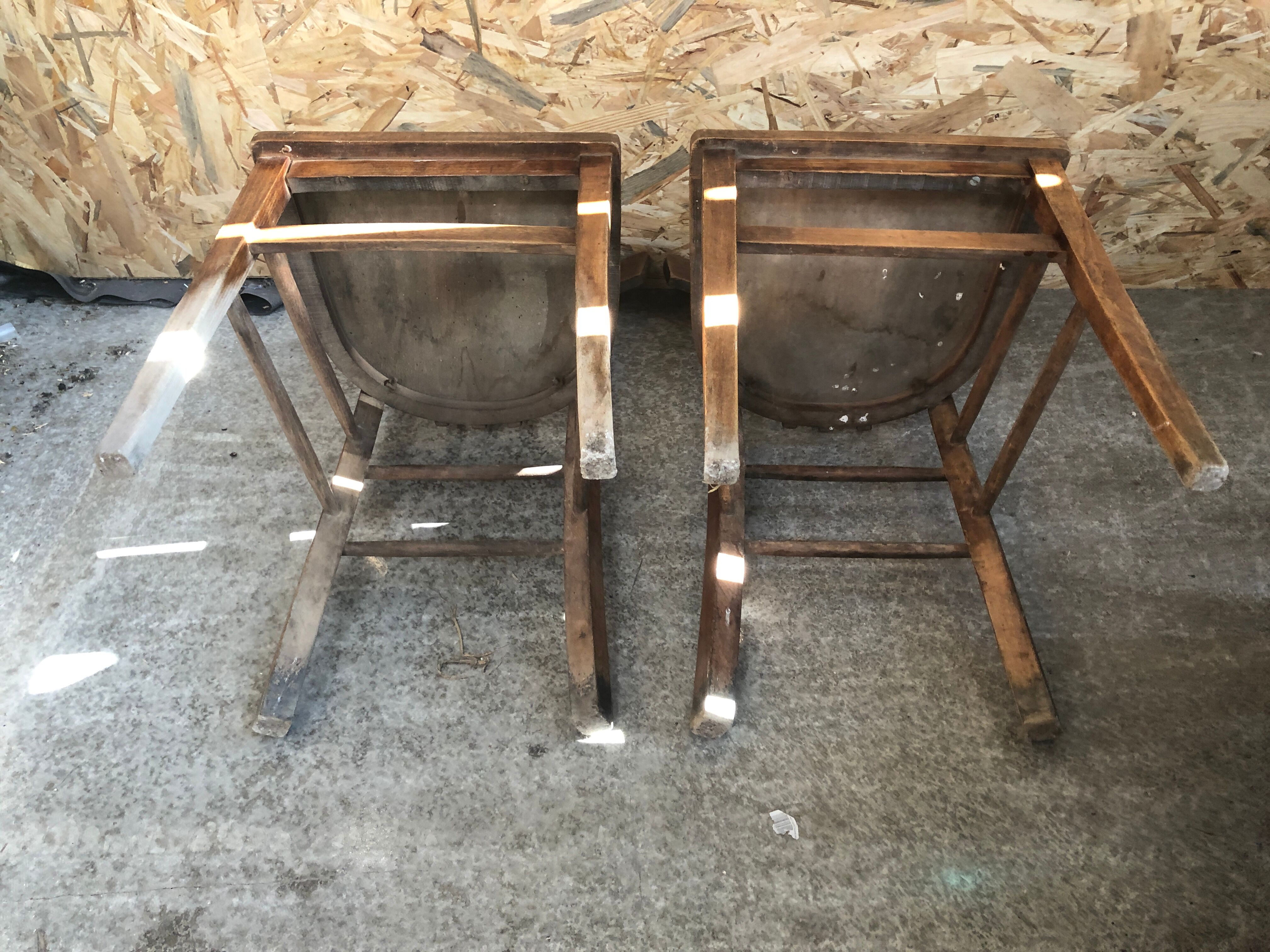 Pair chair bistro vintage wood