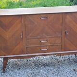 Vintage gold oak row feet compass from the 50s