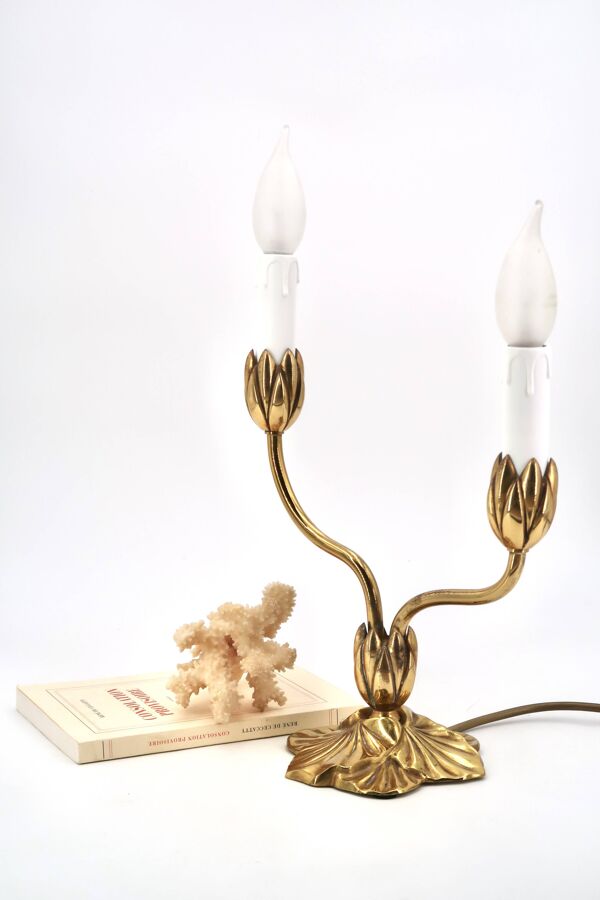 Lampe Nénuphar en bronze de Lucien Gau, années 90