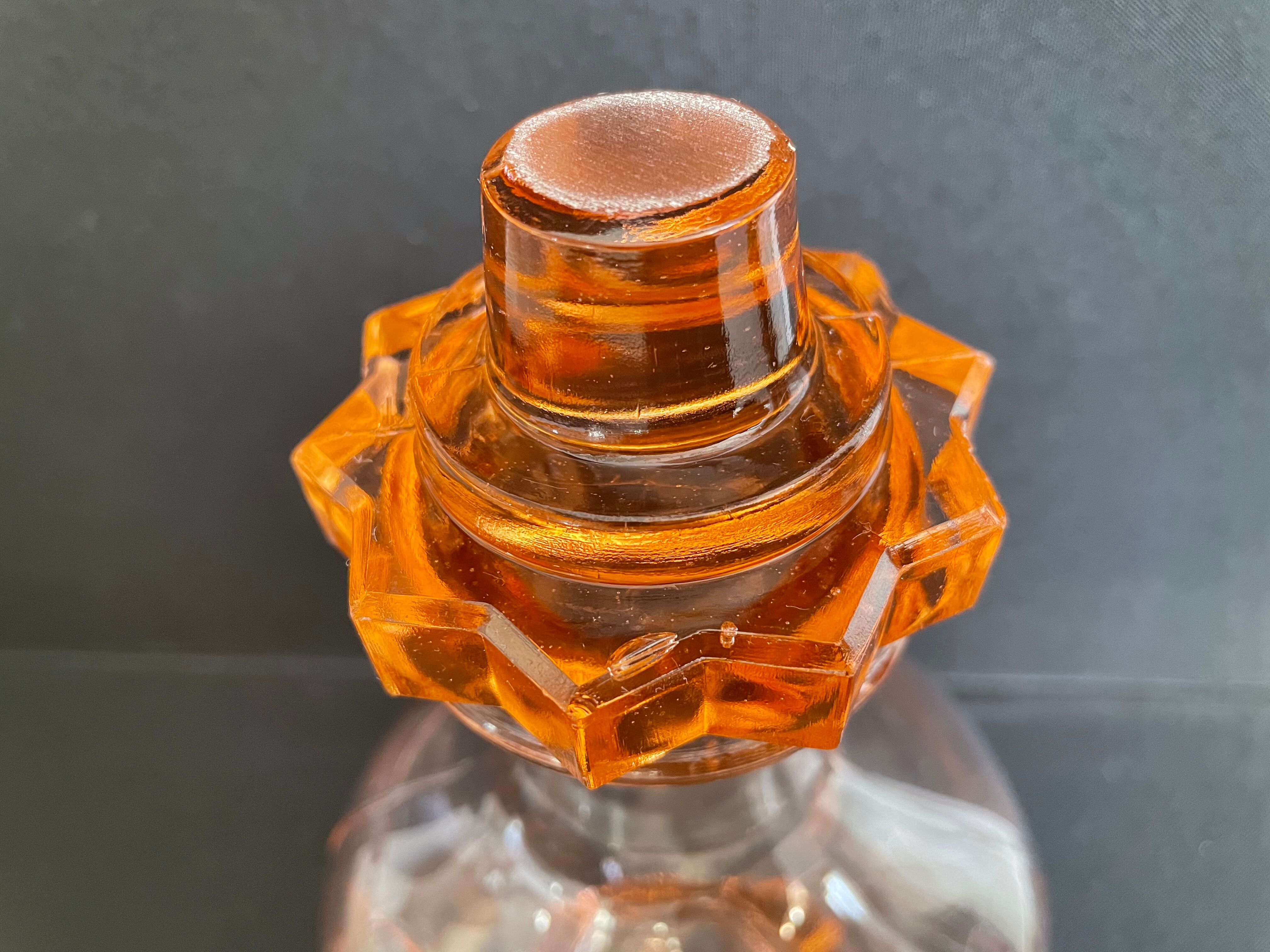 Liquor service in pink moulded glass