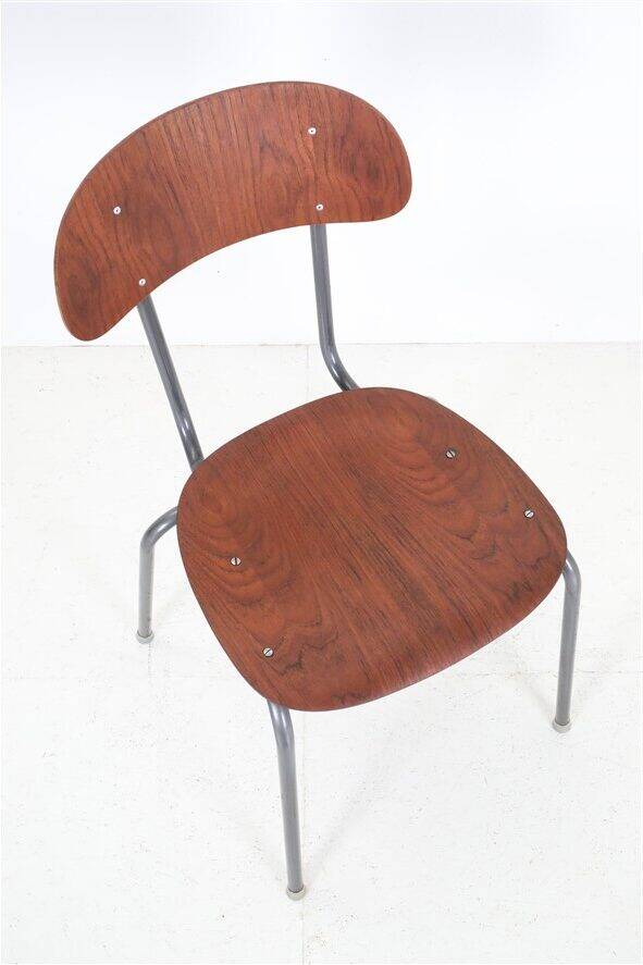 High-quality restored mid-century teak / tubular steel chair / Danish industrial design / 1960s / 1970s