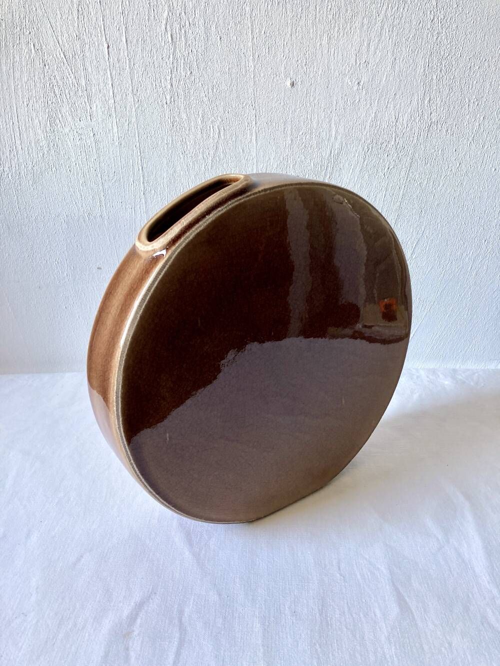 Large crackled glazed stoneware gourd vase, Sia Collection