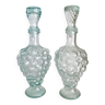 Pair of glass carafes with grape decoration