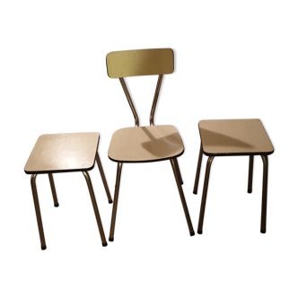 Chaise et tabourets  formica