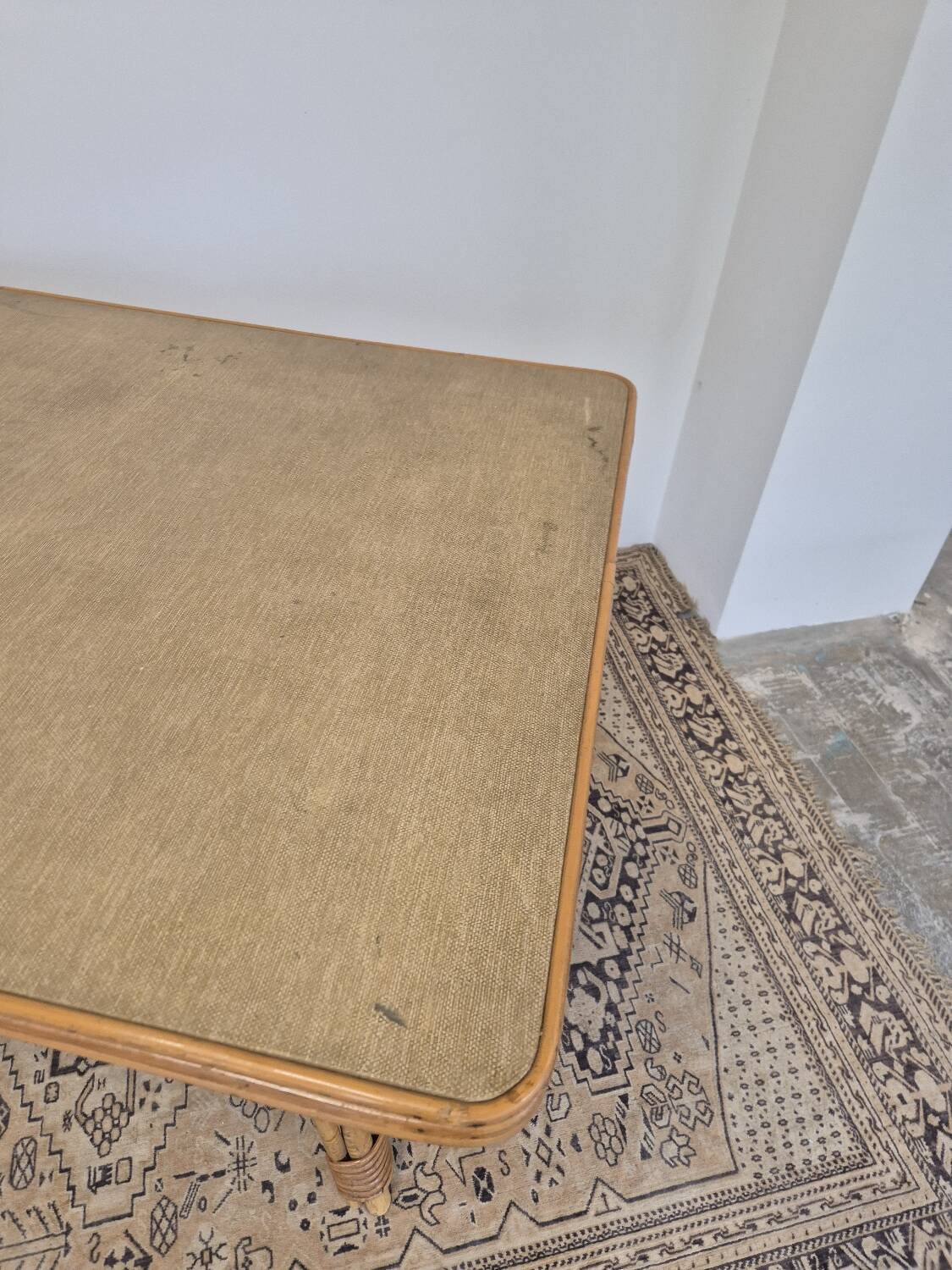 Rattan compass leg dining table, 1950s