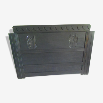 Art deco slate grey patinated waxed finish headboard