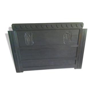 Art deco slate grey patinated waxed finish headboard