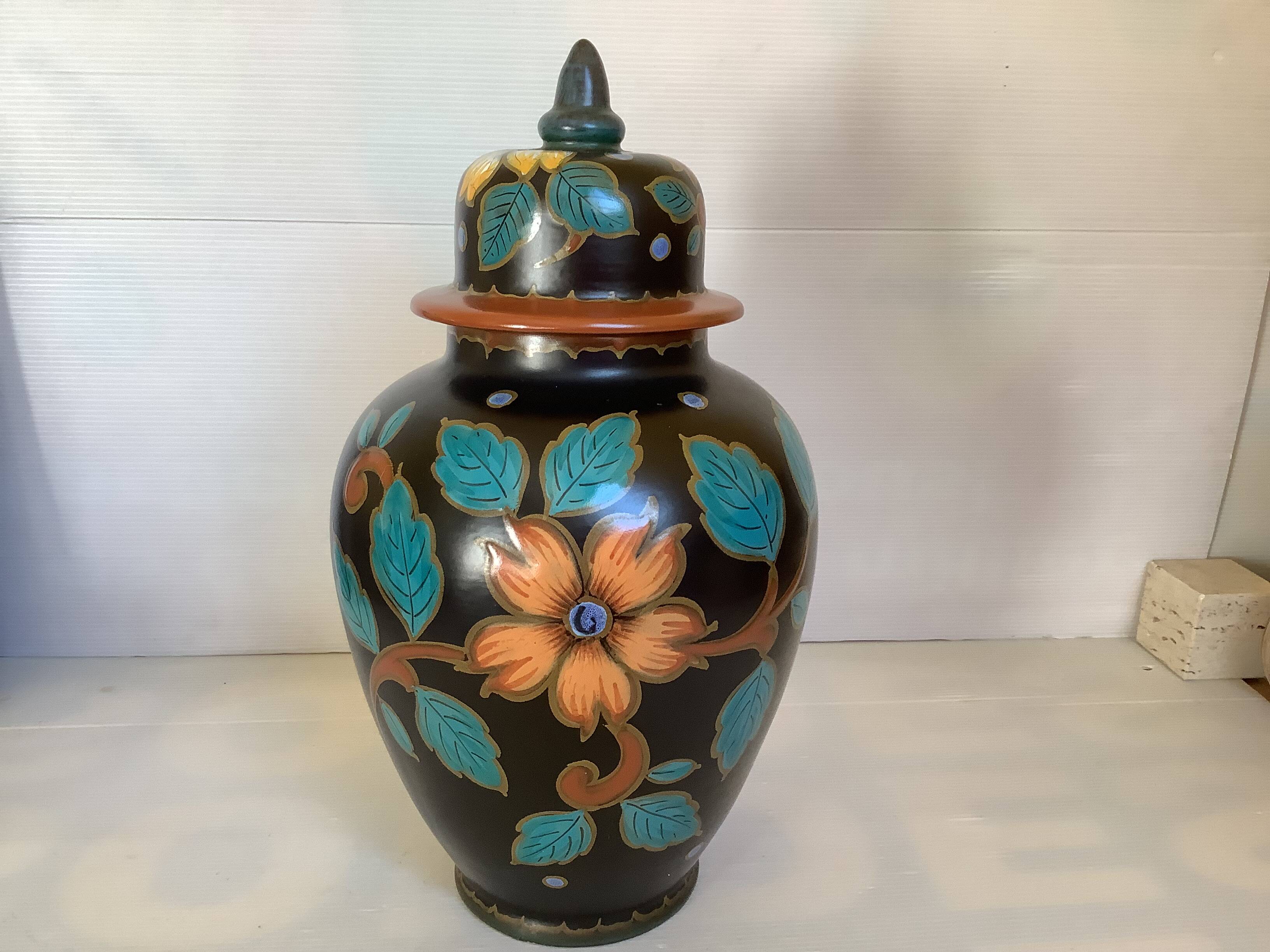 Large Hetty Gouda Holland Covered Vase