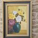 Oil on Canvas Board - Bouquet of Roses Signed Chantal Cogniard