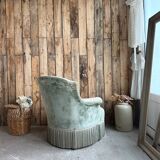 Green velvet tub chair