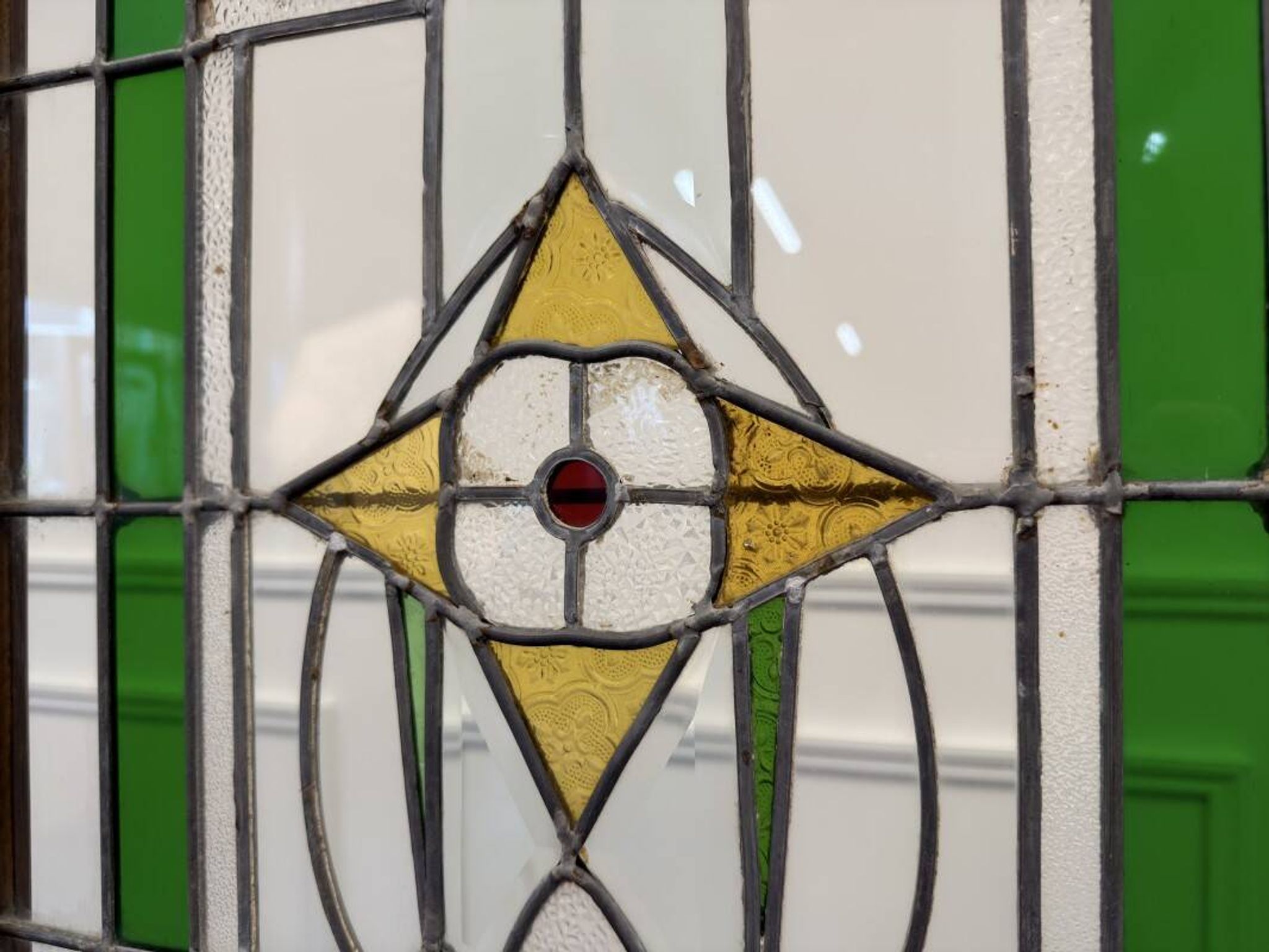 English Colonial Stained Glass Room Divider