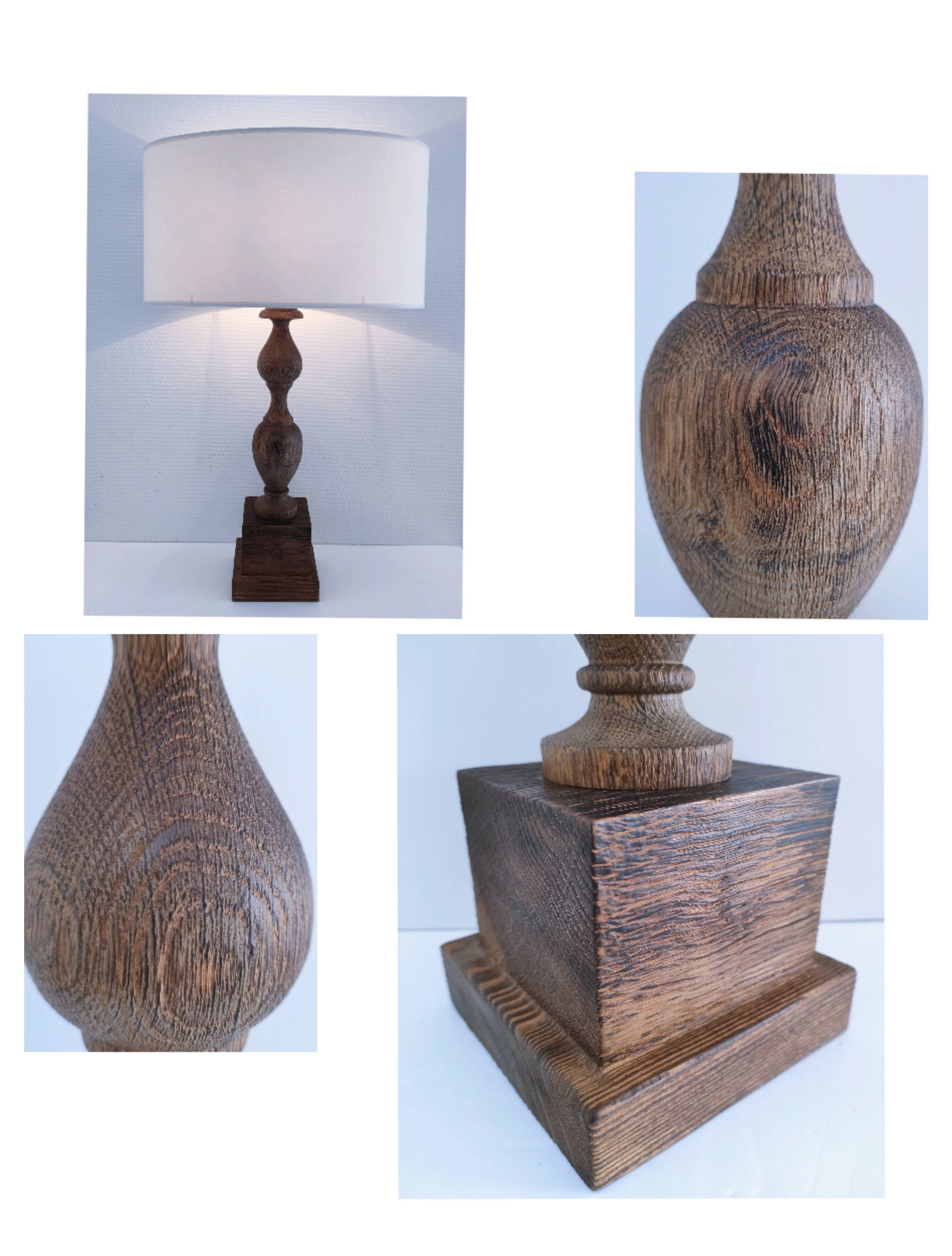 XL turned solid wood lamp base H.45.5 cm
