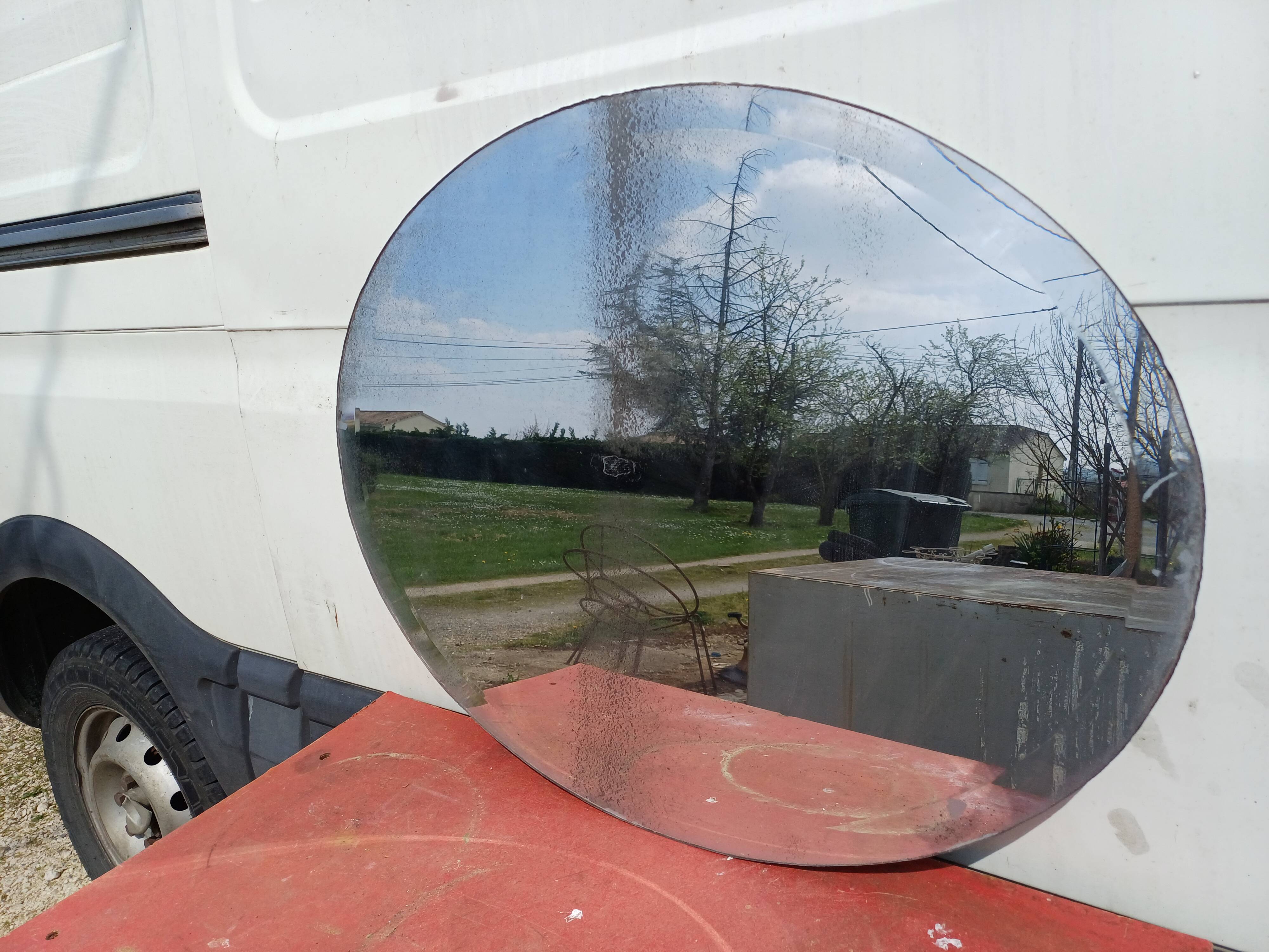 19th century oval beveled mirror