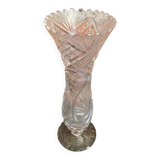Vintage 1970s Cut Crystal Bohemian Vase #C866