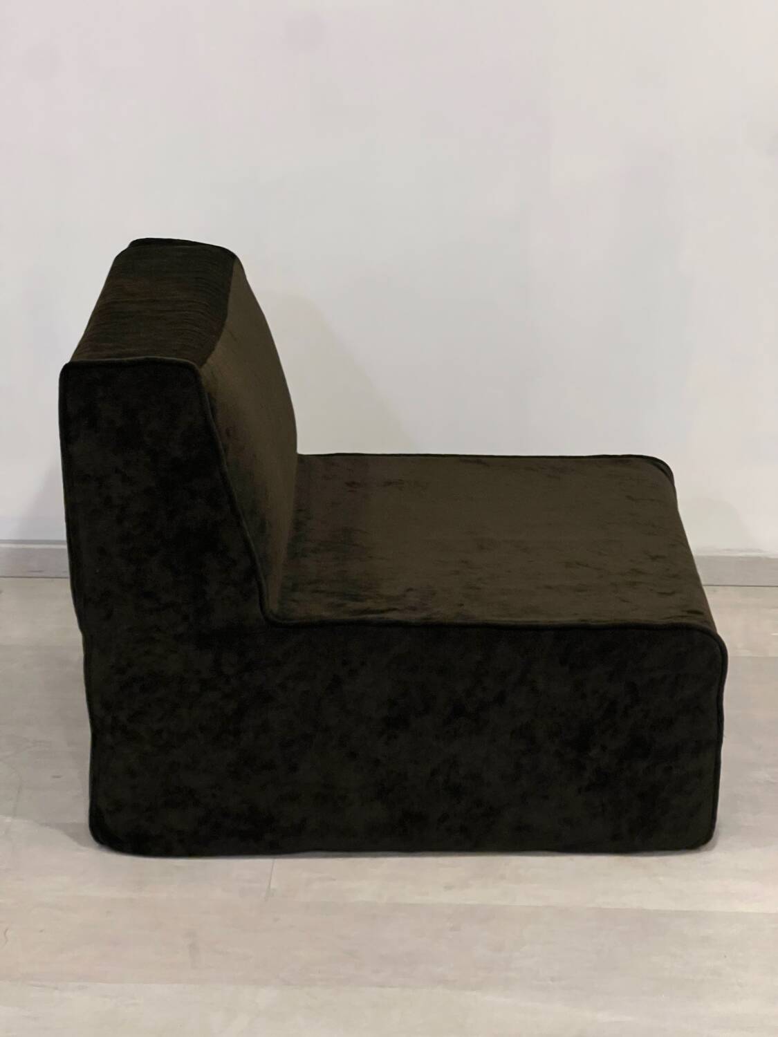 Chocolate fabric armchair