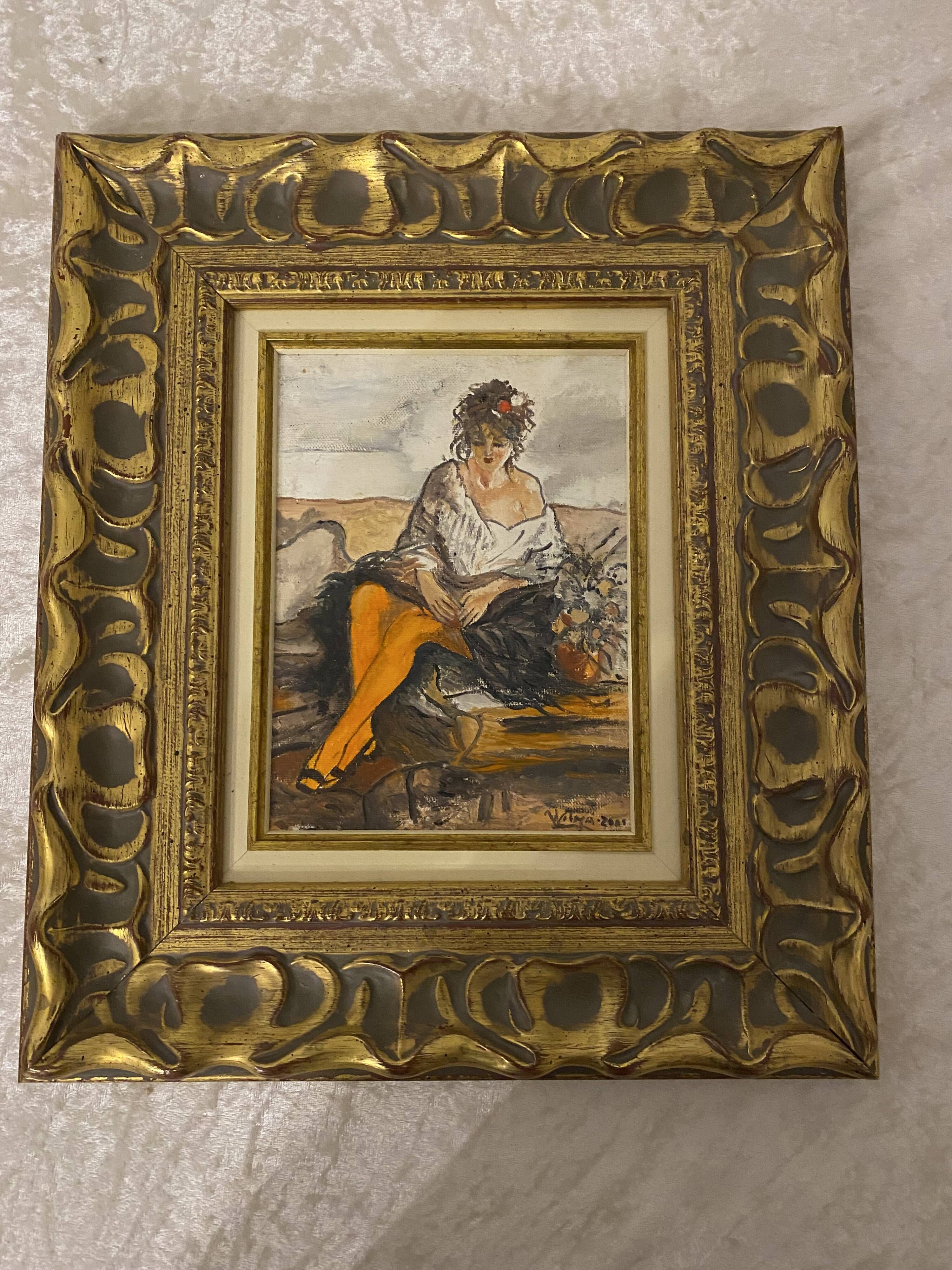 Oil painting on wood. Signed.