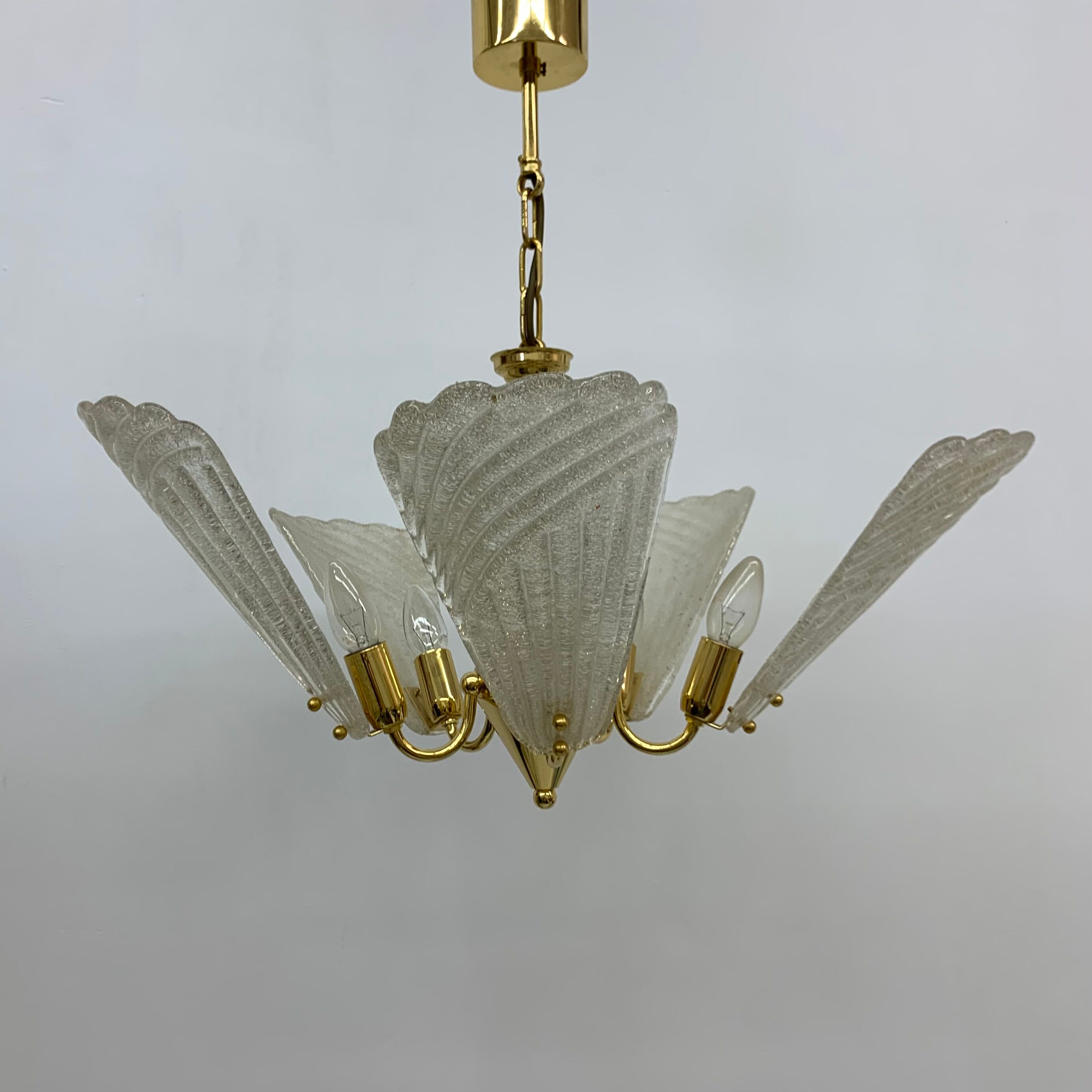 Italian murano glass chandelier hollywood regency design , 1970’s
