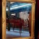 Mirror regency style floral decorations 19th - gilded stucco wood 76x100cm