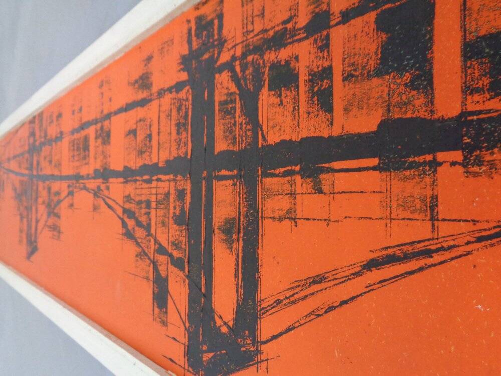 Brooklyn Bridge, New York, 1970s, Acrylic on Wood, Framed