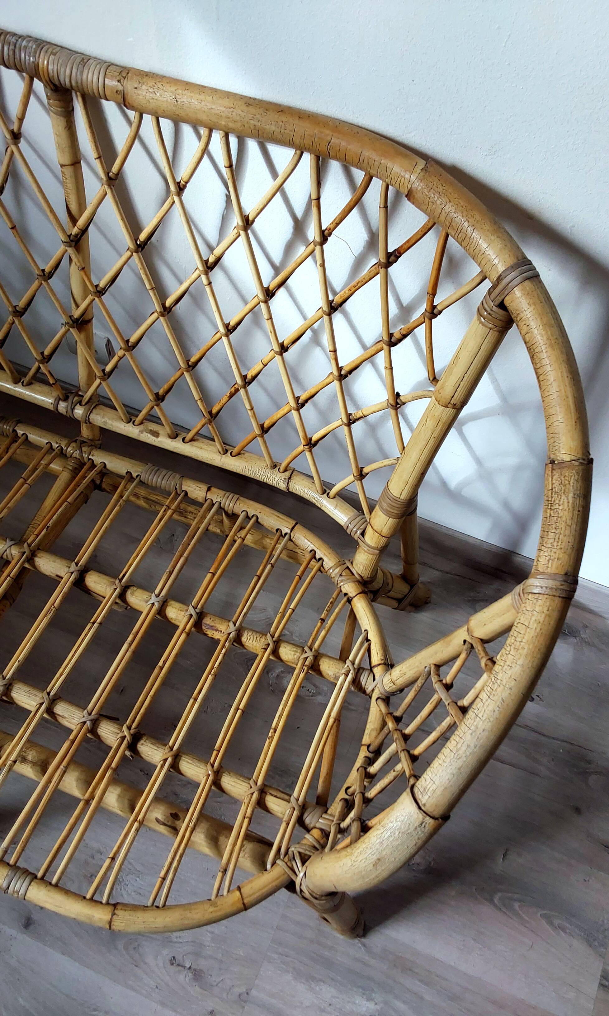 Banquette en rotin vintage