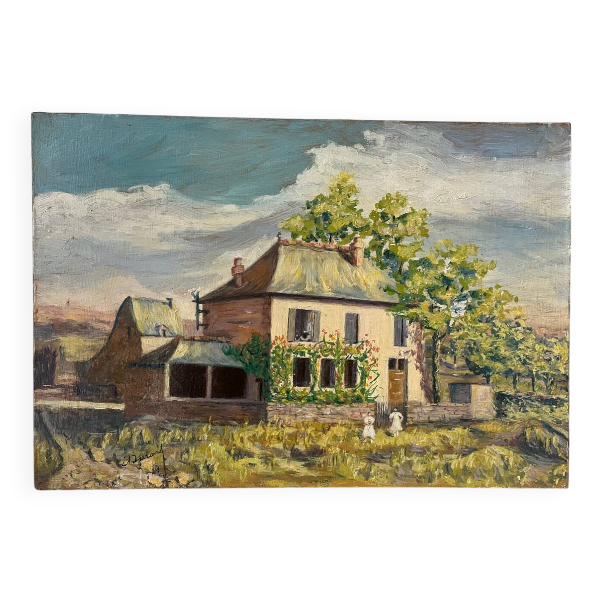 "Lioujas School", Aveyron, oil on canvas signed L Durand 1957
