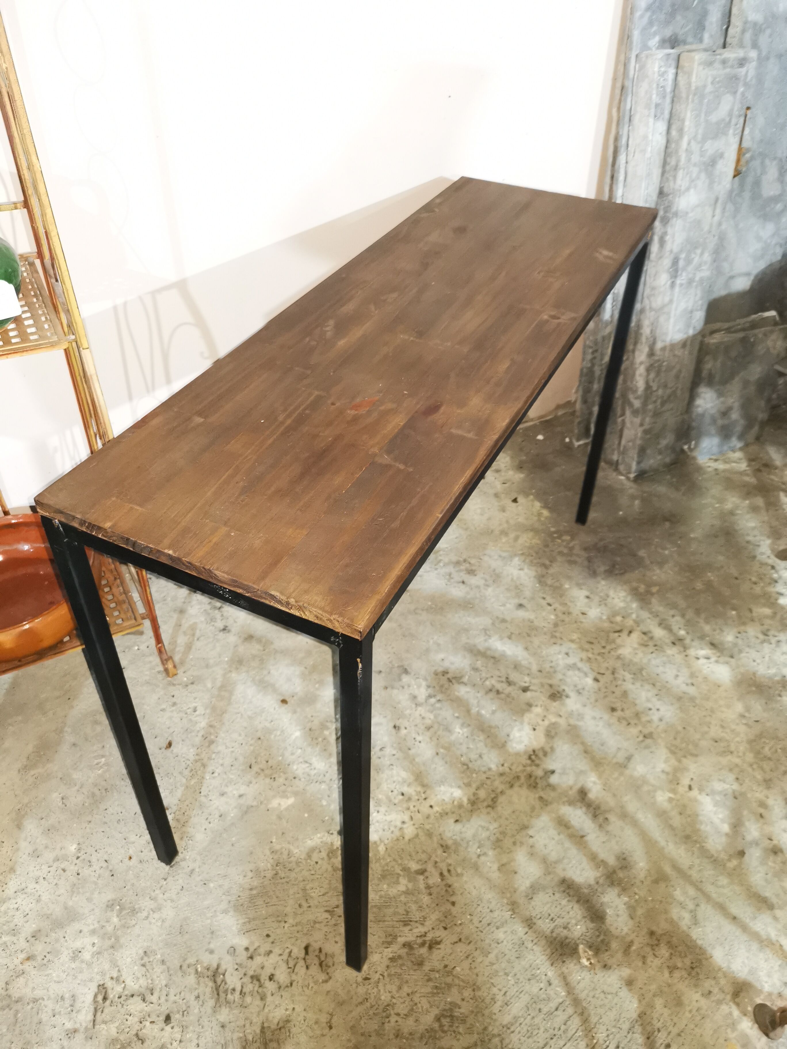 Vintage wood and iron console