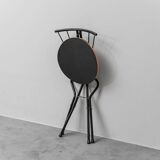 Set of 4 folding chairs in metal and wood, 1970s vintage