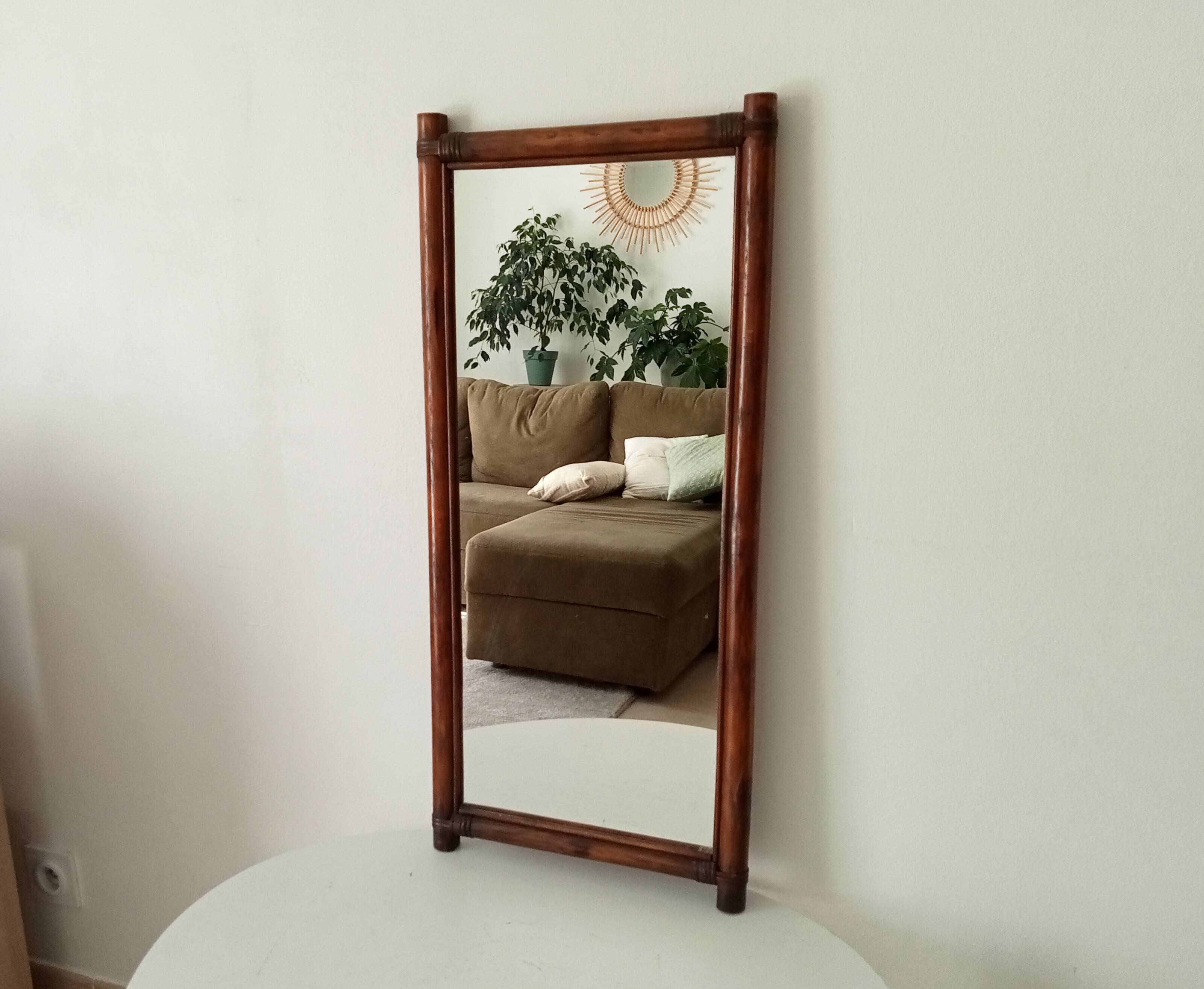 Vintage bamboo and rattan mirror from the 60s/70s.