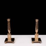 Modernistic silver plated bronze candle sticks Early 20th Century