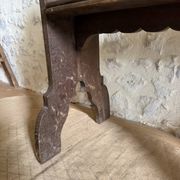 Small brutalist wooden bench