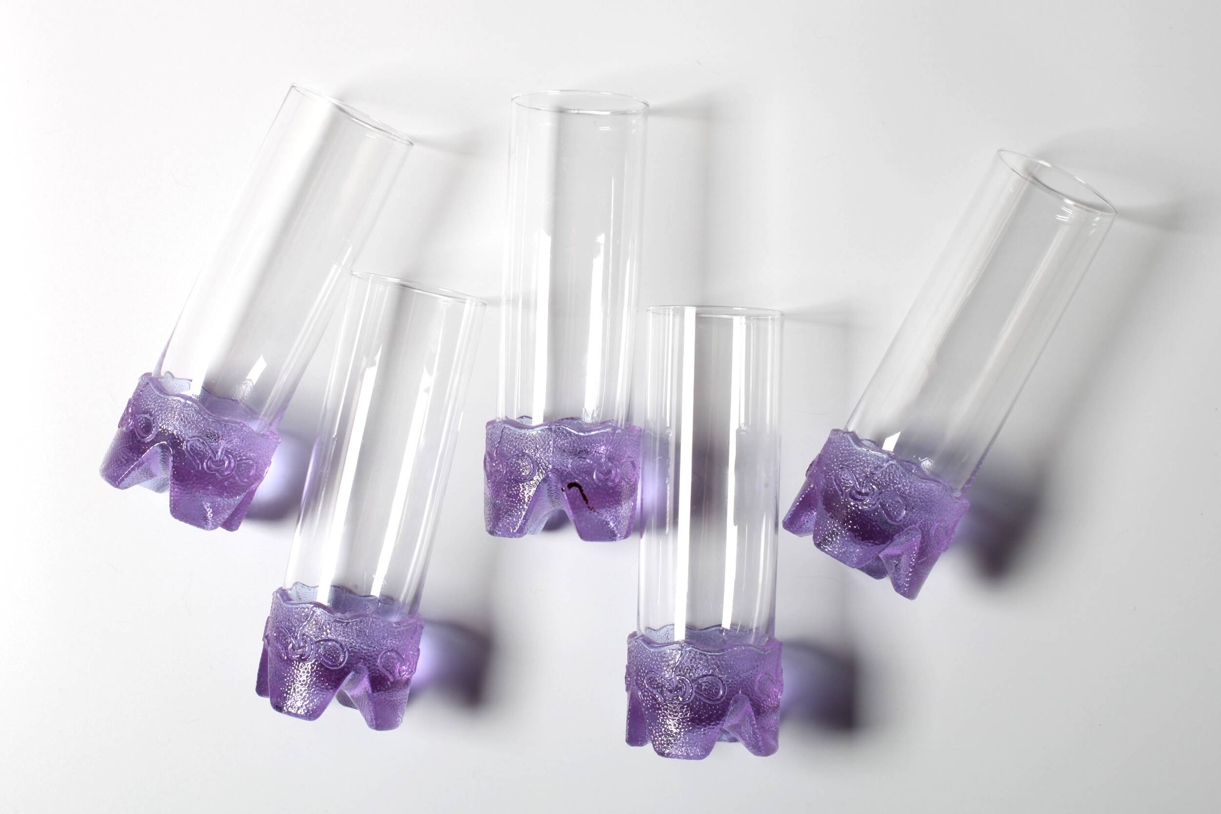 Set of 5 Vintage Lilac Tumblers / LACS Kristallglas / Italy / 1970s