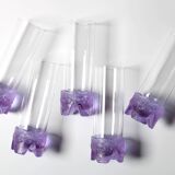 Set of 5 Vintage Lilac Tumblers / LACS Kristallglas / Italy / 1970s