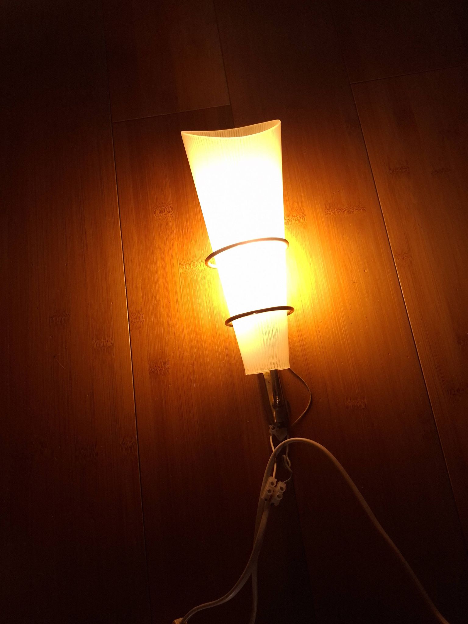 2 60's design wall lights in italian brass and glass