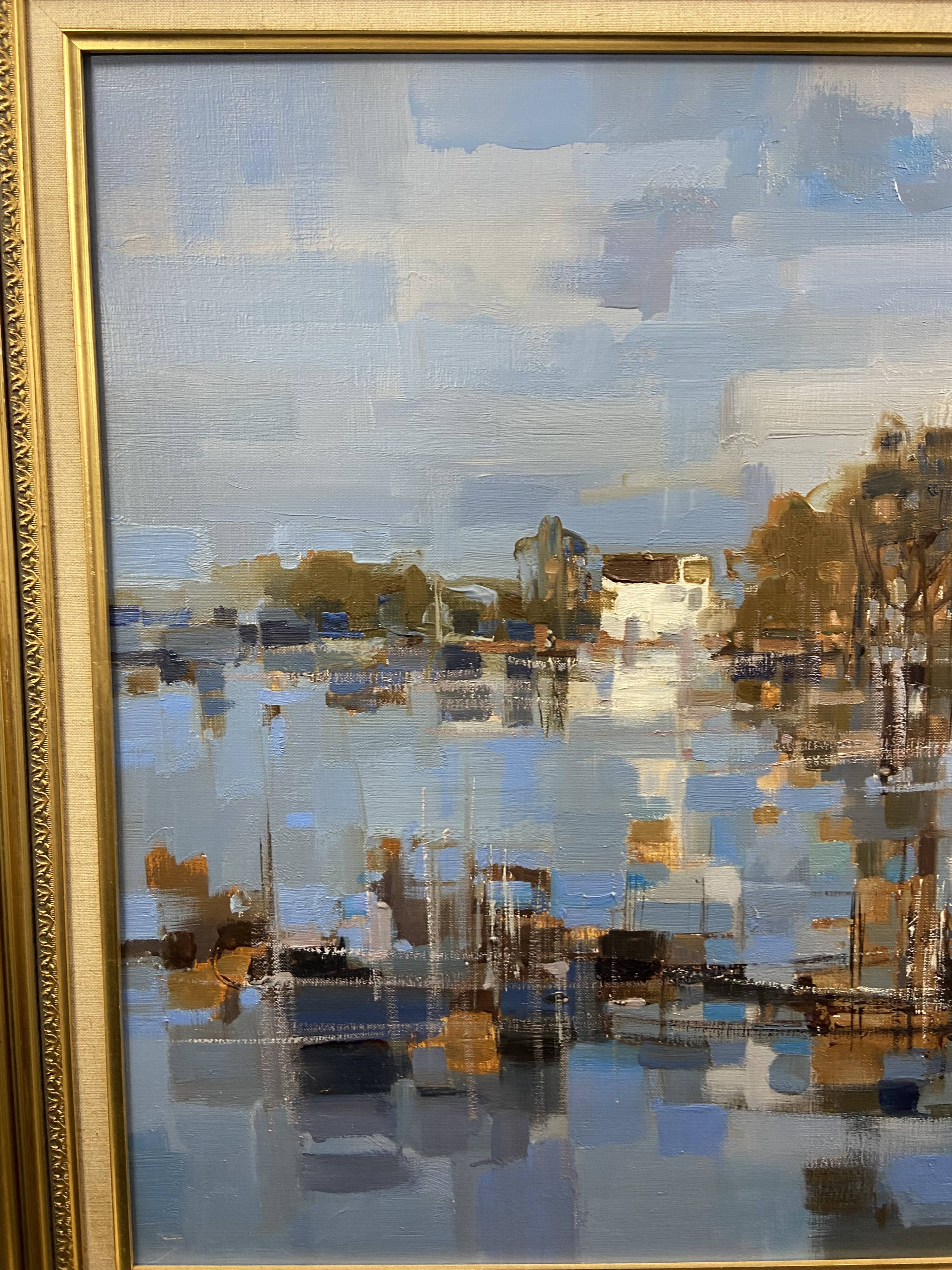 Large oil painting on canvas Camargue landscape Roger QUINTAINE 1921-2005