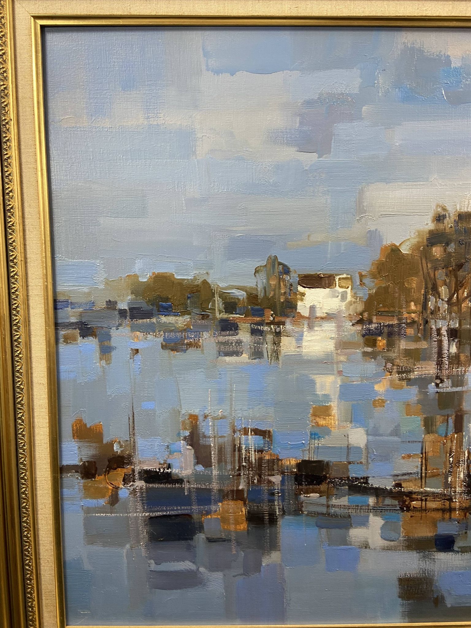 Large oil painting on canvas Camargue landscape Roger QUINTAINE 1921-2005