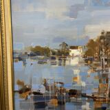 Large oil painting on canvas Camargue landscape Roger QUINTAINE 1921-2005