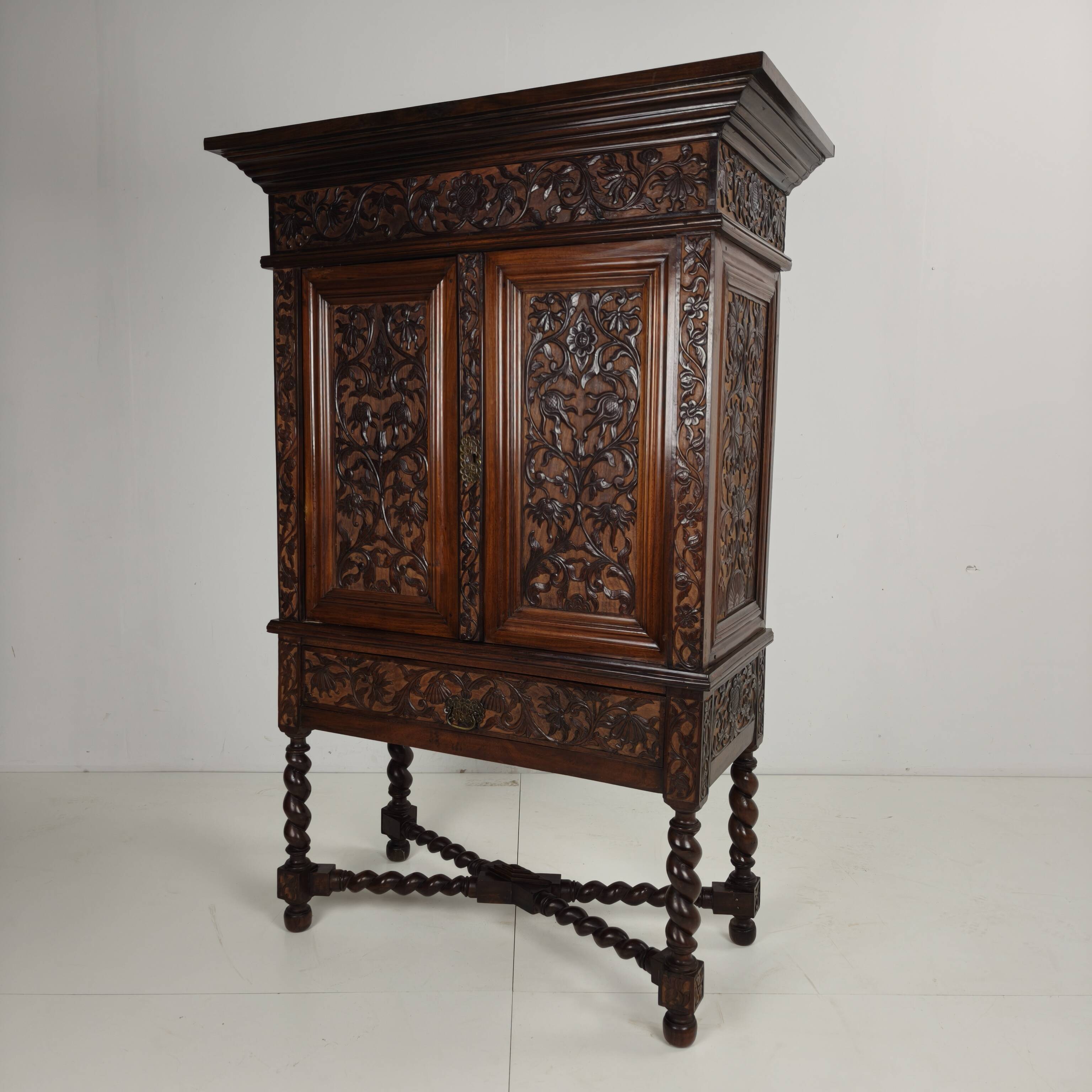 19th Century Carved Colonial Cabinet – Dutch East Indies