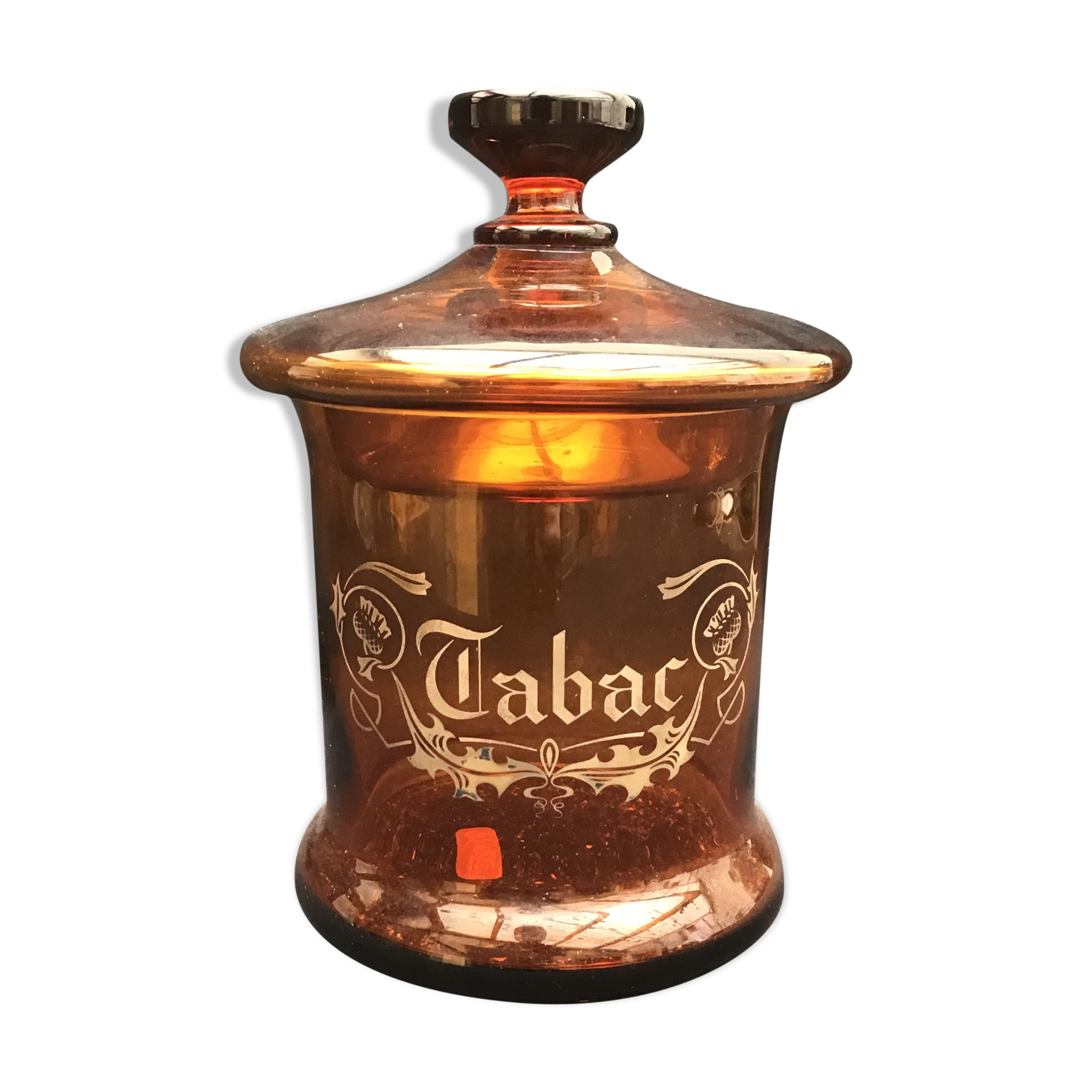 Amber glass tobacco pot