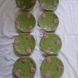 8 antique slip dessert plates