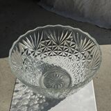 Large glass salad bowl with diamond points D30