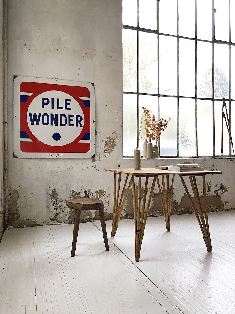 Vintage rattan meal table