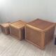 Trio of vintage tables in canning and rattan