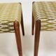 Set 2 Dining Chairs Solid Wood Ash Green Jacquard Fabric
