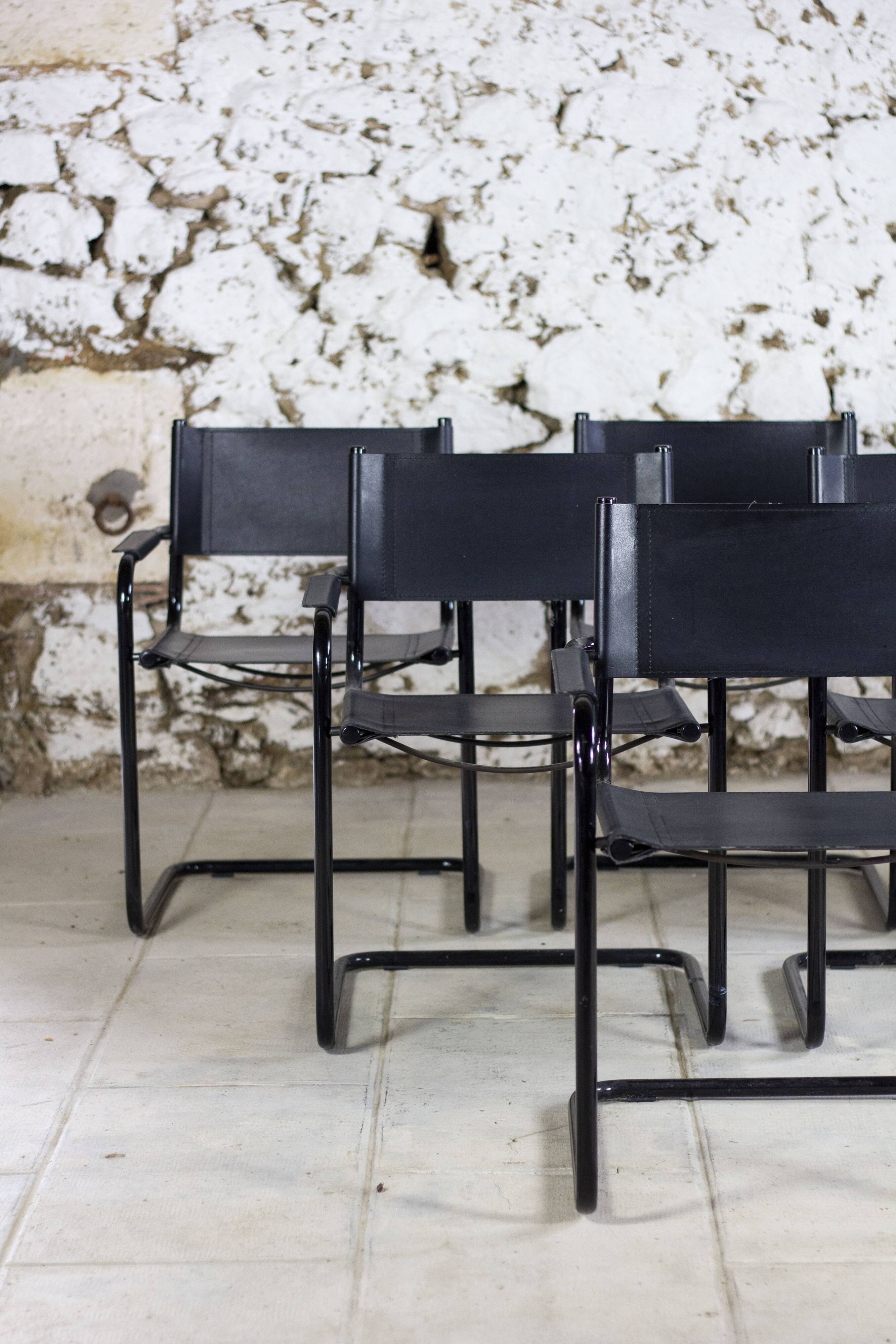 Lot de 6 fauteuils cantilever bauhaus style MG5 Grassi, 1970