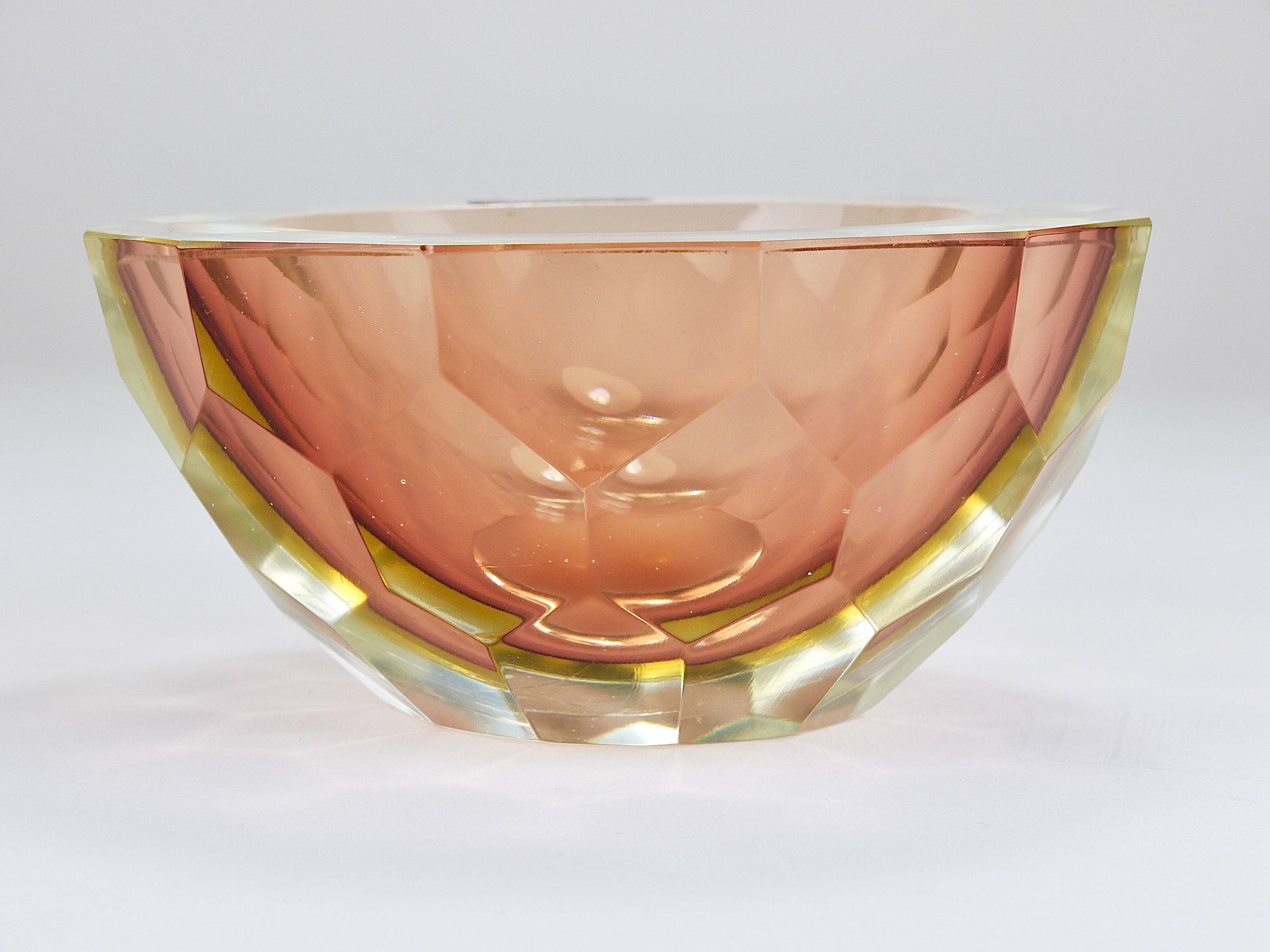 Large Faceted Murano Glass Bowl for Caviar, Italy, 1960s