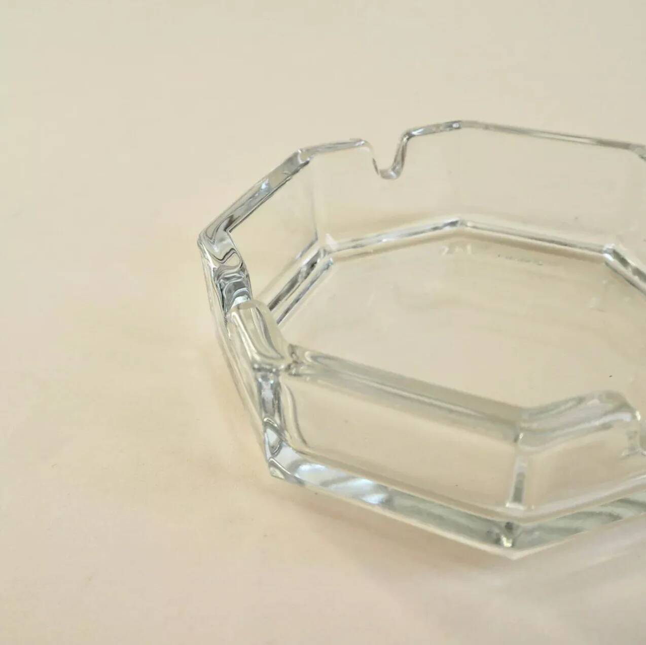 Octagonal glass ashtray