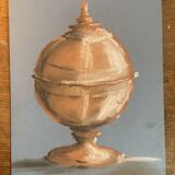 Signed painting Pastel terracotta "terracotta candy box" indigo paper