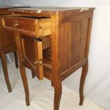 Bedside tables in oak with marble
