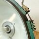 Industrial soviet green enamel pendant light with glass cover, 1960s