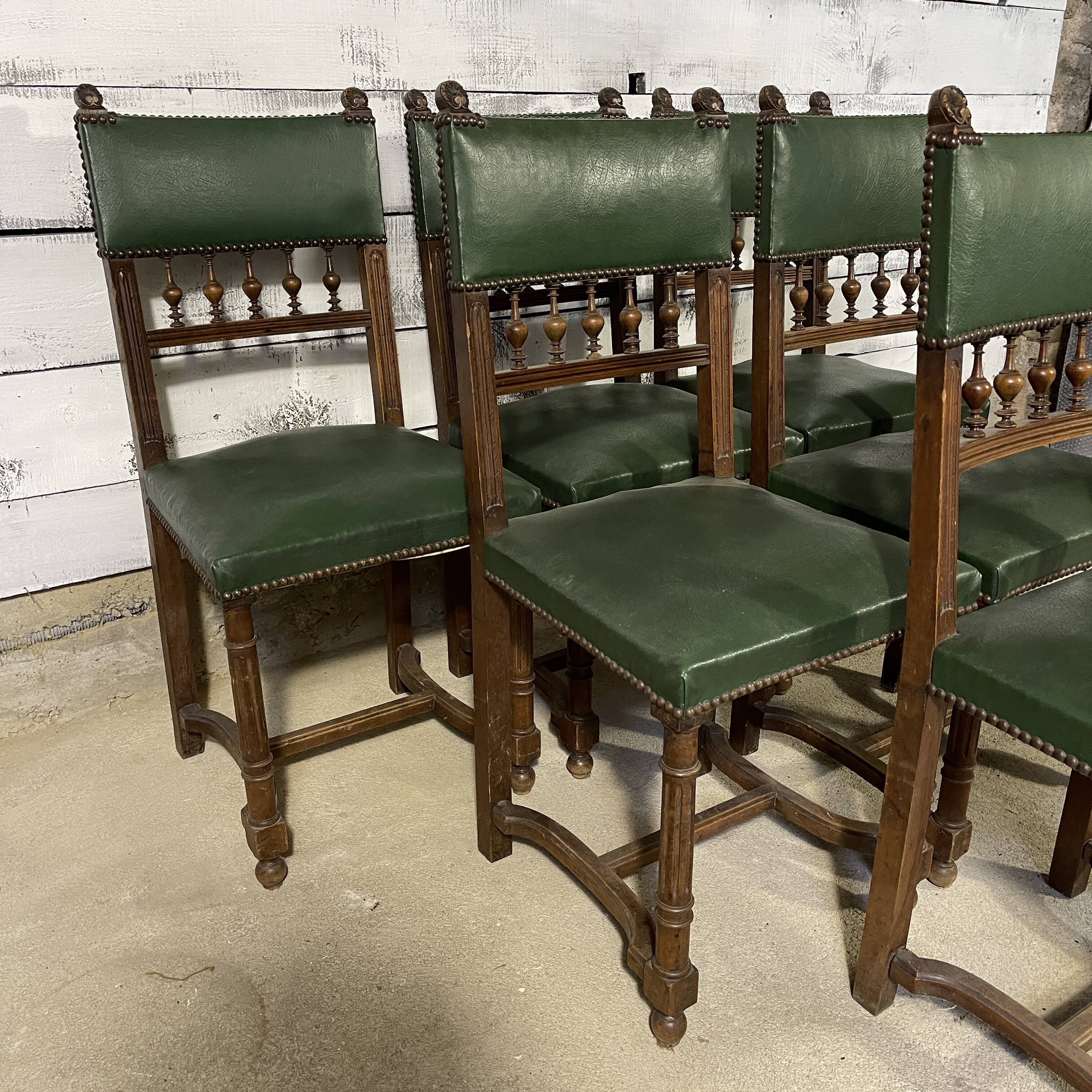 Series of 6 antique chairs